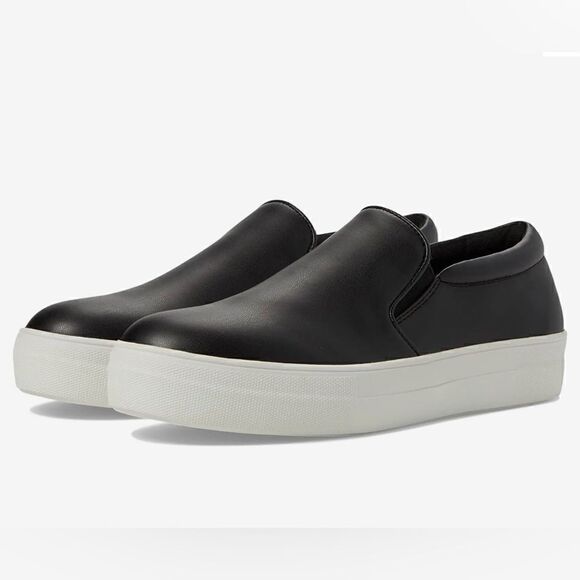 Steve Madden Gills sneaker preloved GUC black leather size 9.5 women’s slip on - Picture 1 of 12